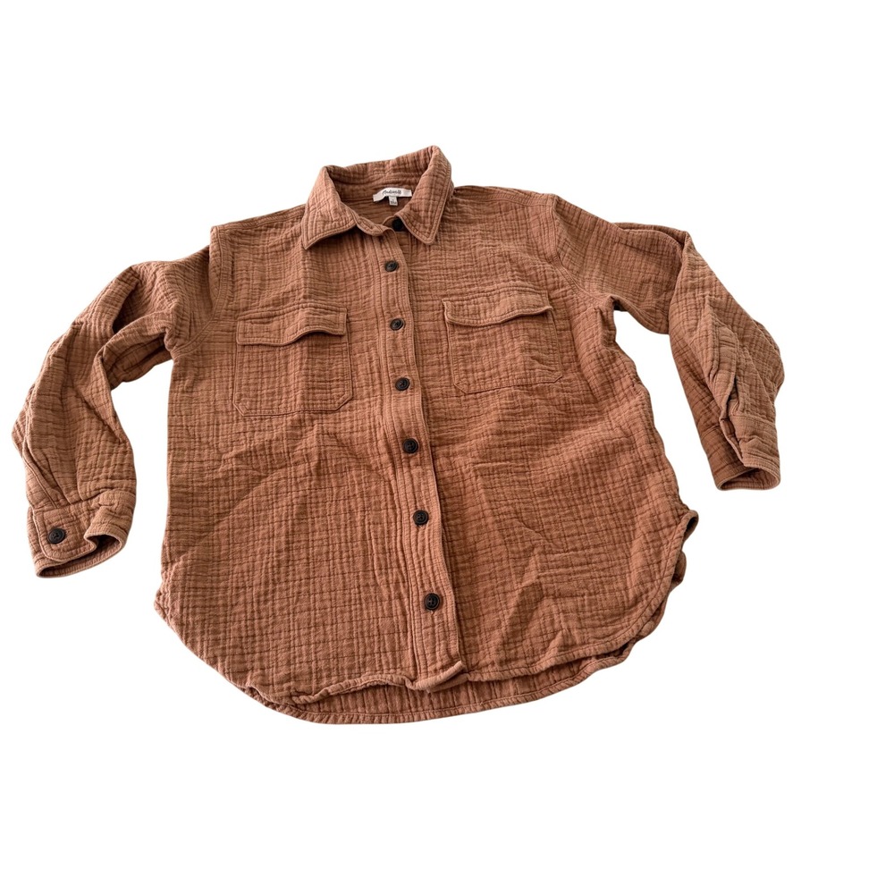 Madewell Double Gauze Button Down Shirt Rust Brown Long Sleeve Cotton Small